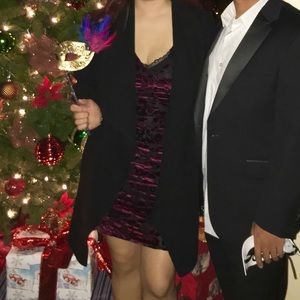 Fashion nova velvet black maroonish/red strap mini dress